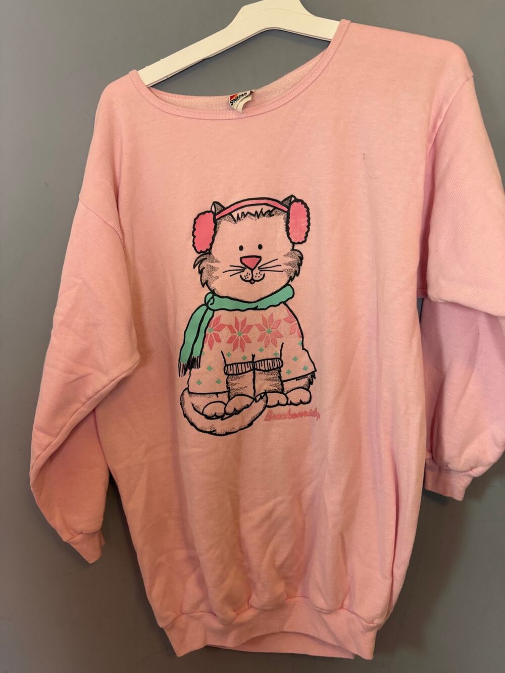 Signal Cat Graphic Long Sleeve Shirt Pink One Size Fits All (Read)